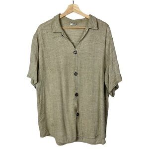 CP Shades‎ Light Brown Flax Blend Short Sleeve Button Down M
